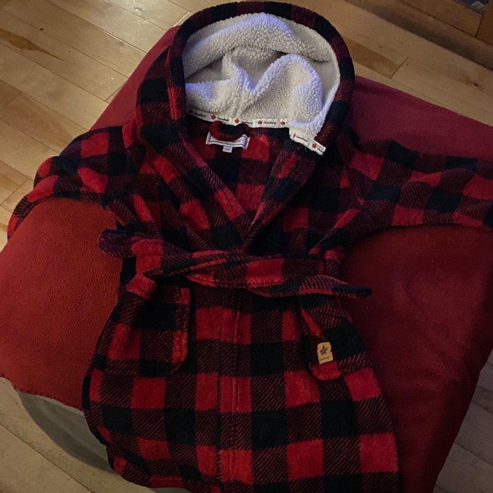Cozy Red and Black Plaid Kids Pajama Robe
